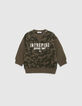 Sudadera caqui camuflaje mensaje bordado bebé niño-3