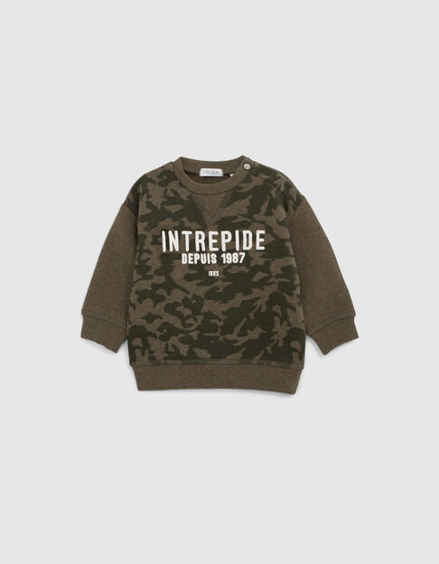 Sudadera caqui camuflaje mensaje bordado bebé niño - IKKS