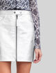 Korte rok in silver leer met rits Dames-4