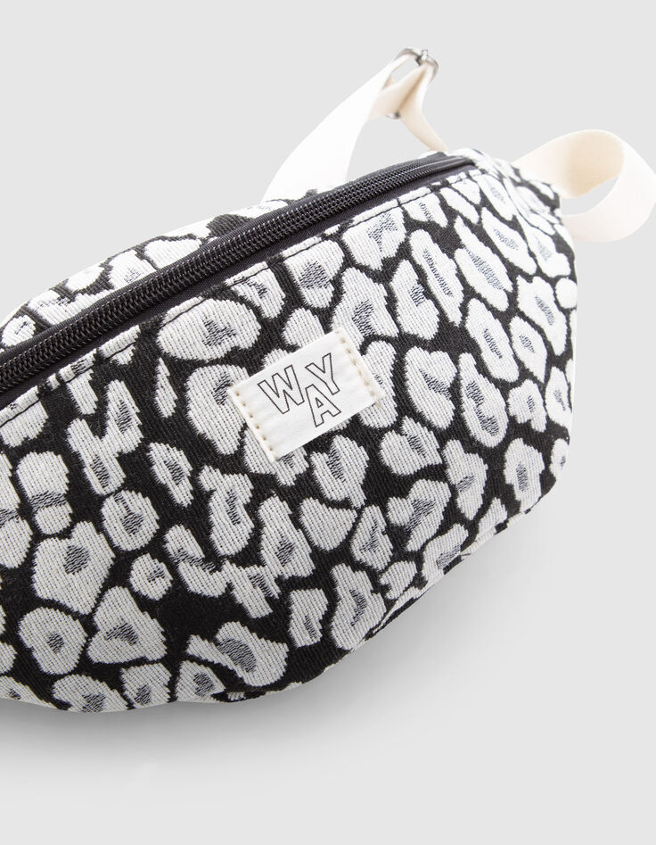 Sac banane noir motif l&eacute;opard fille-4