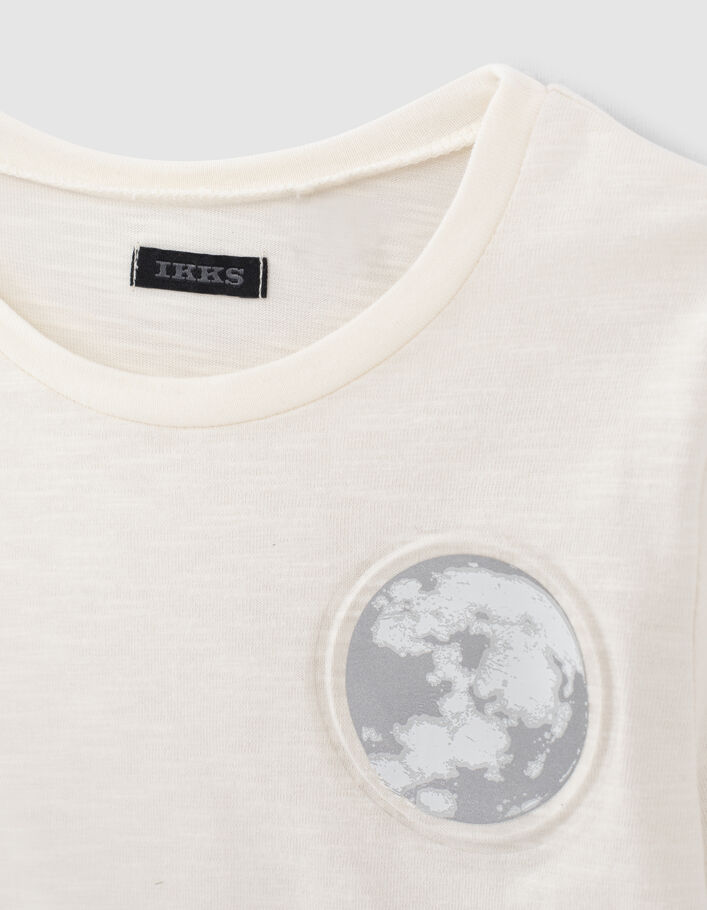 T-shirt écru coton bio visuel léopard-astronaute garçon  - IKKS