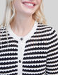 Women’s navy openwork knit sailor-stripe cardigan-4