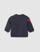 Baby boys’ navy sweatshirt with XL vintage shield print-3