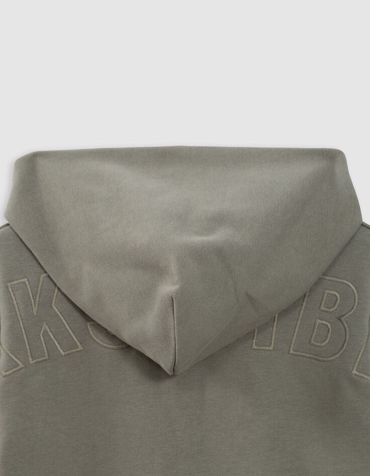 Cardigan kaki zippé à capuche maxi typo brodées dos garçon-9