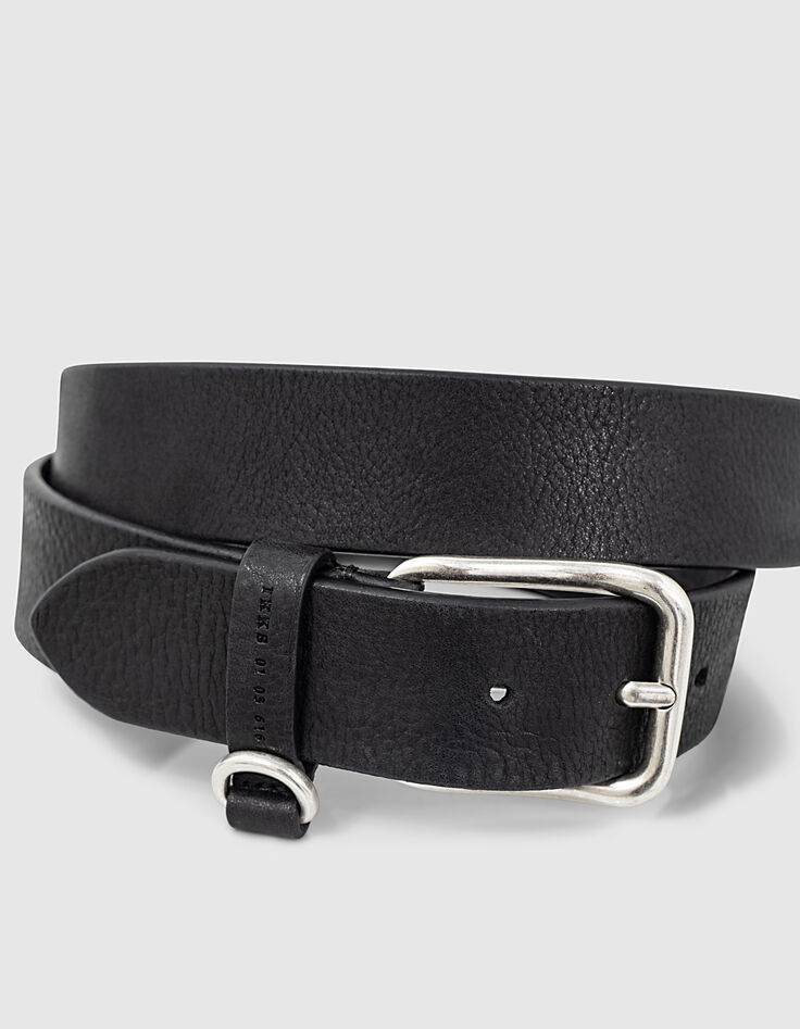 Ceinture noire en cuir grené Homme-2