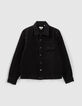 Schwarzes REGULAR-Herrenoberhemd aus Fleece-Denim-5