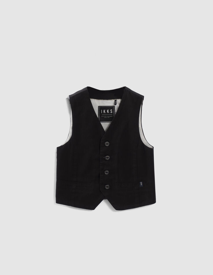 Gilet de costume noir c&eacute;r&eacute;monie Gar&ccedil;on-1
