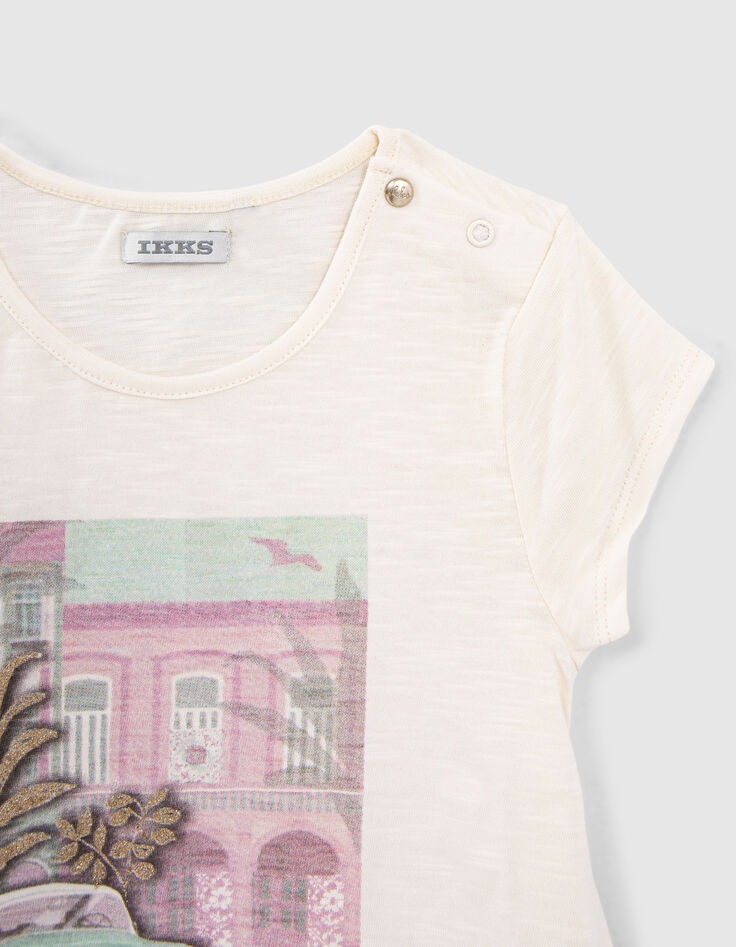 Camiseta crudo coche cubano palmeras bebé niña-5