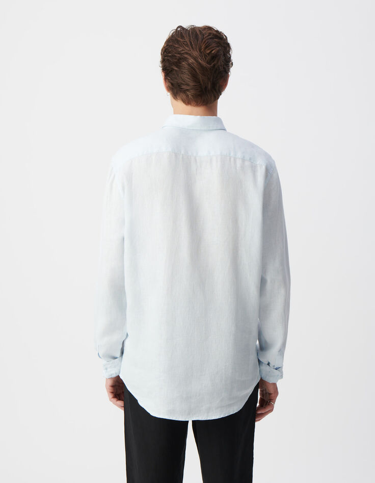 Chemise SLIM ciel en lin Homme-3