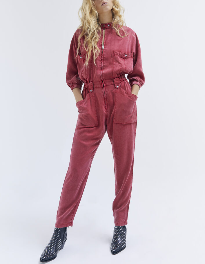 Women’s faded red Lenzing™ Lycocell™ jumpsuit - IKKS