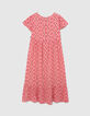 Robe longue rose imprimé ethnique fille-4