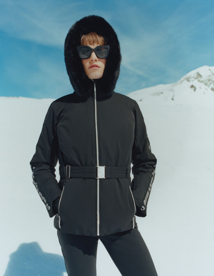 Women&rsquo;s black IKKSxDUVILLARD padded jacket + rock slogan-1