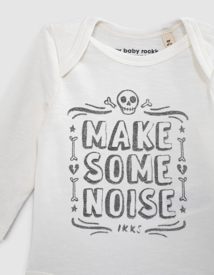 Milk body met boodschap en skull biokatoen baby’s - IKKS