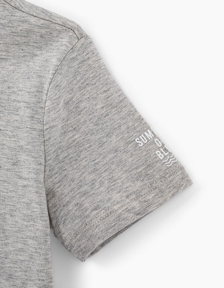 Boys' medium grey marl lenticular cap T-shirt -6