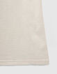 Cremewei&szlig;es M&auml;dchen-T-Shirt mit Katze in Kleid-4