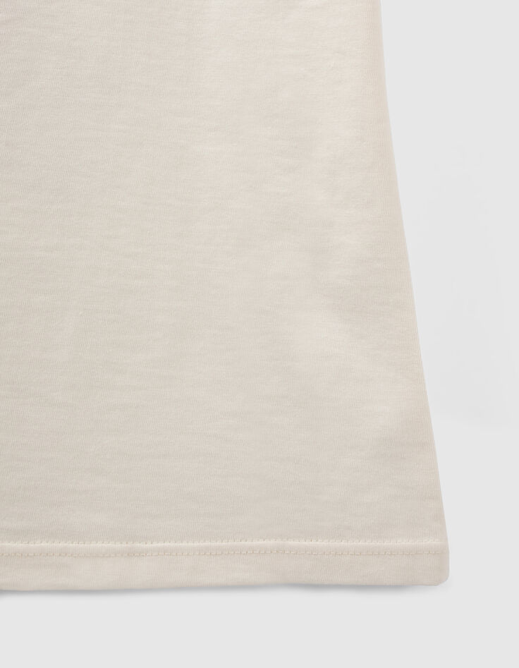 Cremewei&szlig;es M&auml;dchen-T-Shirt mit Katze in Kleid-4