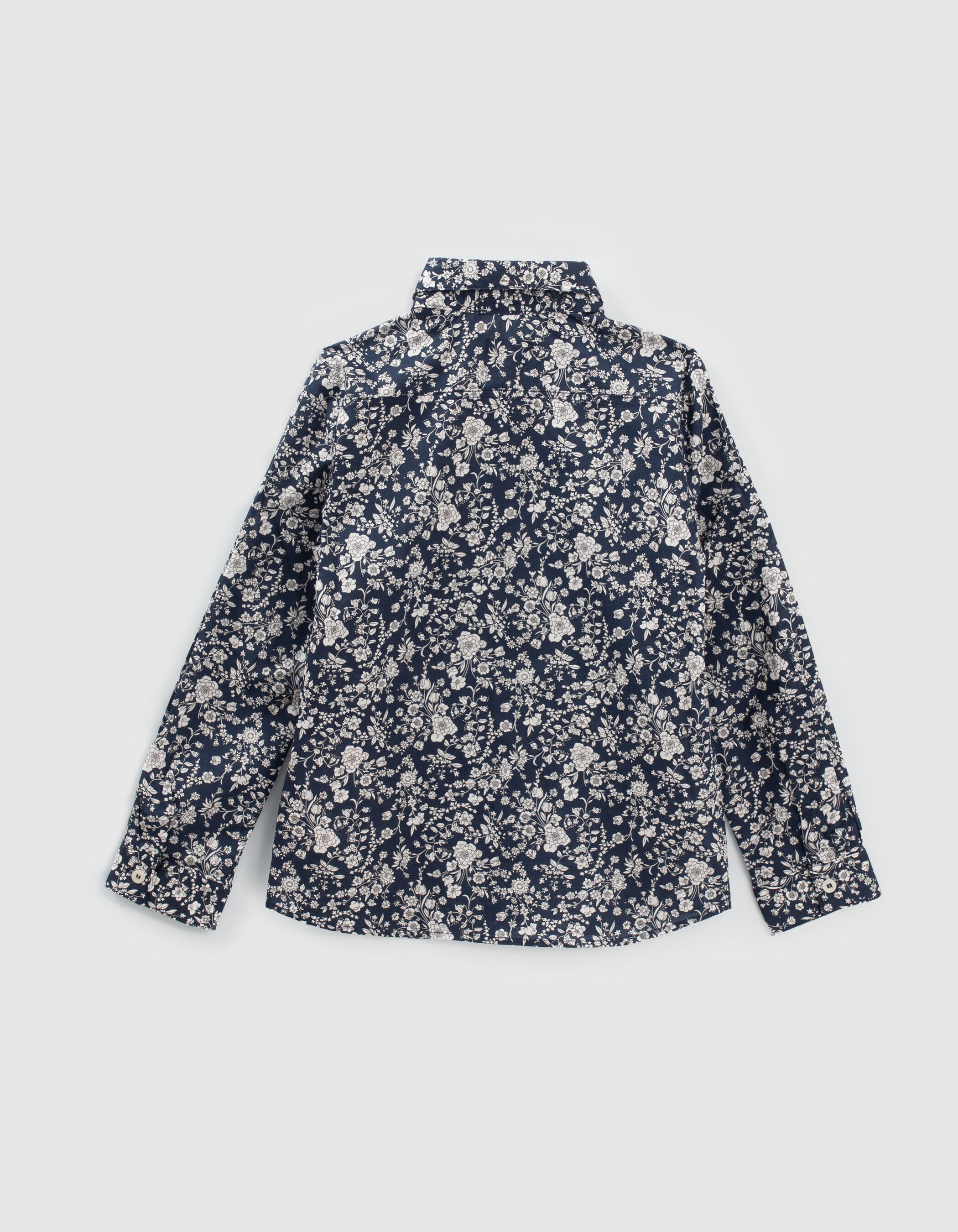 Chemise marine tissu Liberty a fleurs garcon