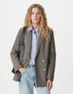 Veste de tailleur beige motif pied-de-puce Femme-1
