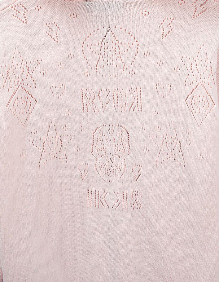 Girls’ light pink decorative openwork knit cardigan - IKKS