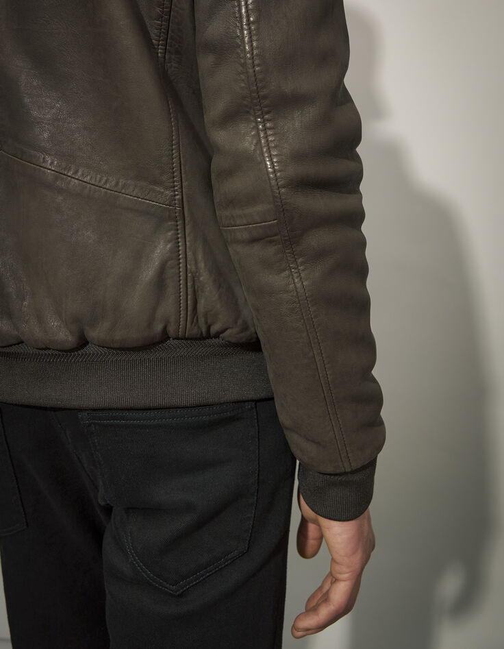 Men’s dark chocolate aviator-style bomber jacket-4