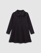 Vestido negro punto Milano maxi cuello ni&ntilde;a-1
