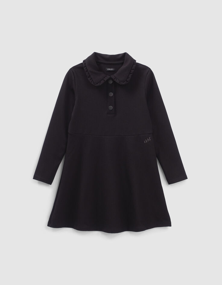 Vestido negro punto Milano maxi cuello ni&ntilde;a-1