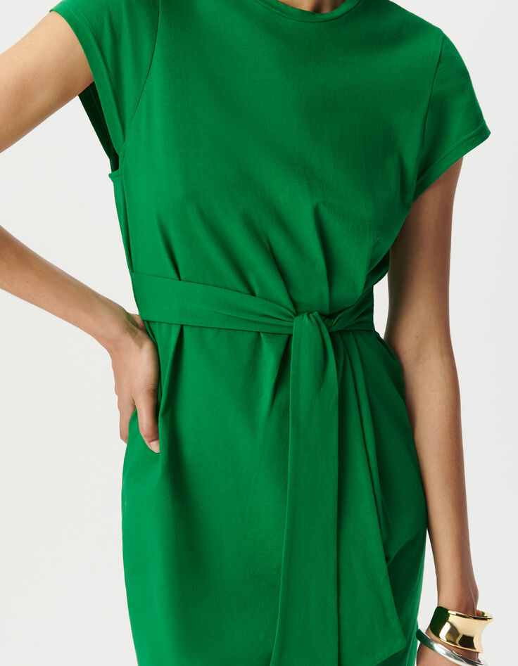 Vestido corto verde cinturón-4