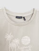 T-shirt vert messages et palmiers cropped fille-4