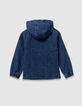Blue denim hooded jacket with tennis stripes for boy-3