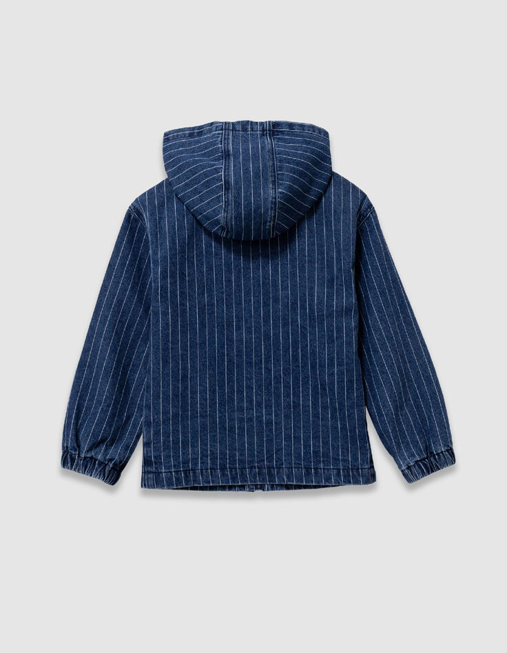 Blue denim hooded jacket with tennis stripes for boy-3