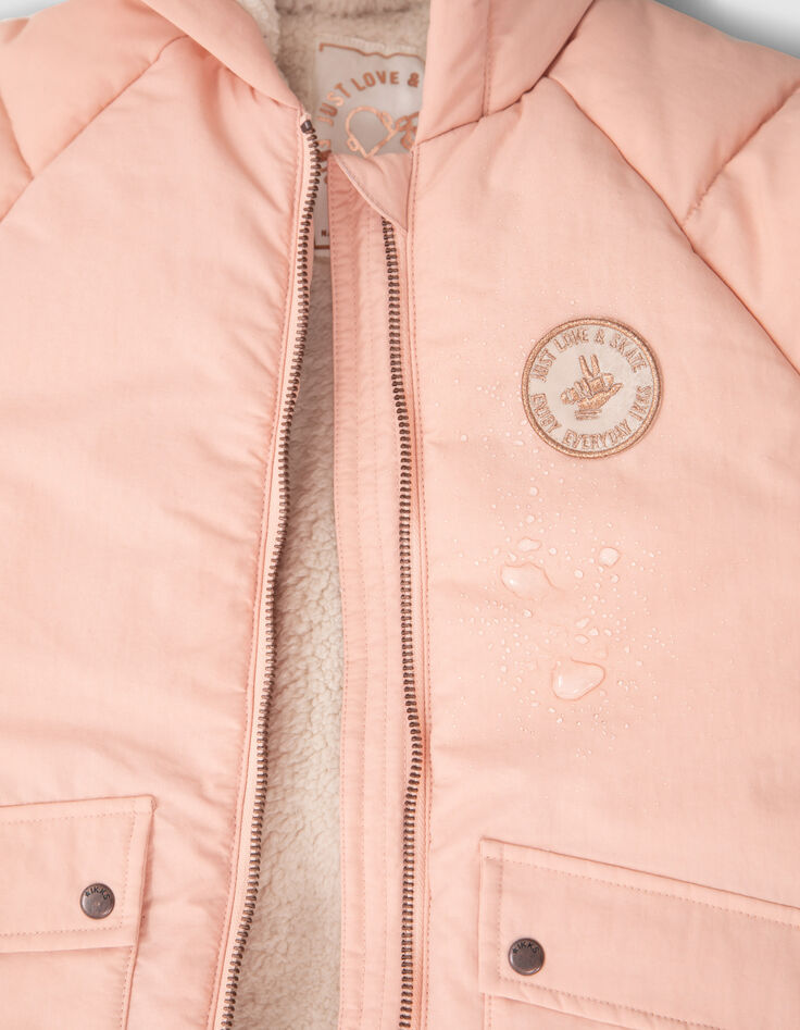 Girls’ pink padded jacket with side zips-6