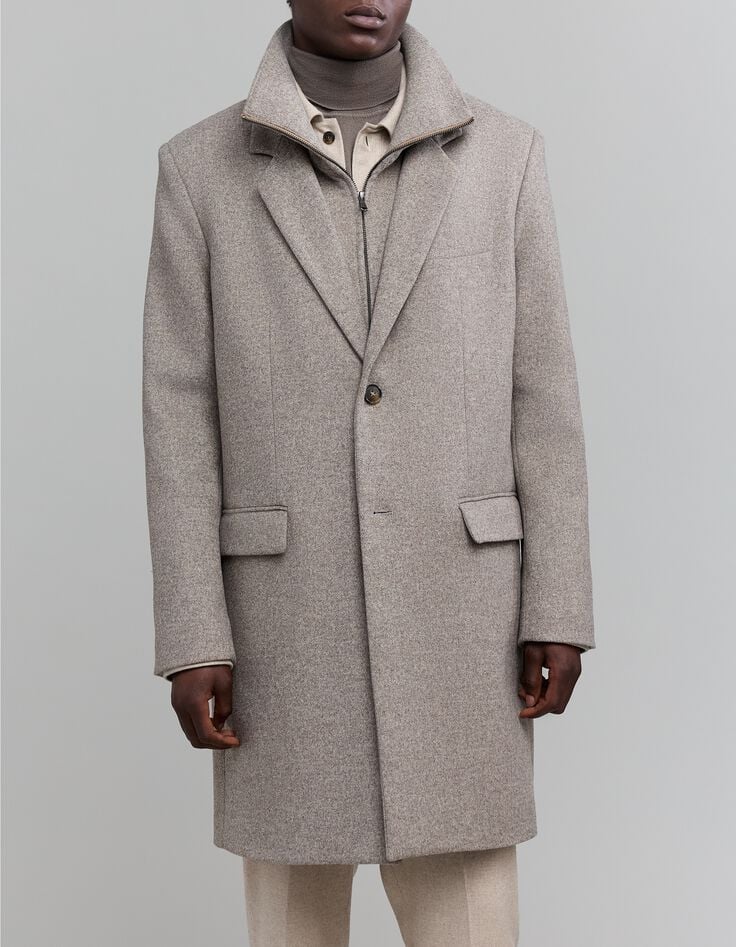 Men's grey wool coat with removable facings-1