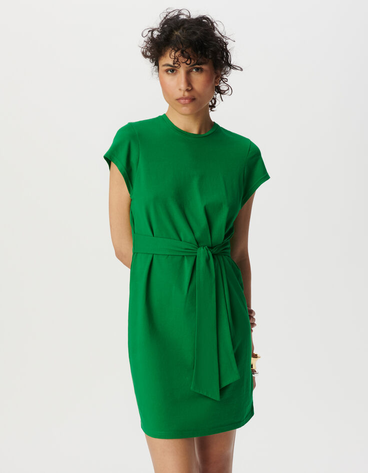 Vestido corto verde cinturón-2