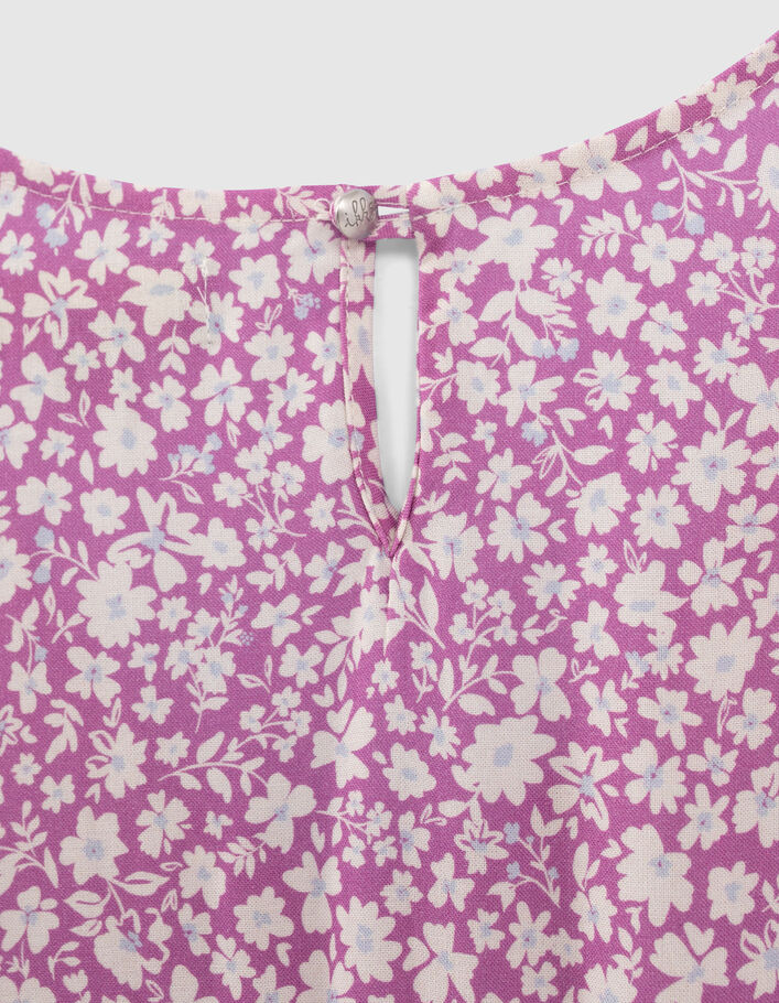 Girls’ violet Ecovero® long dress with daisy print - IKKS