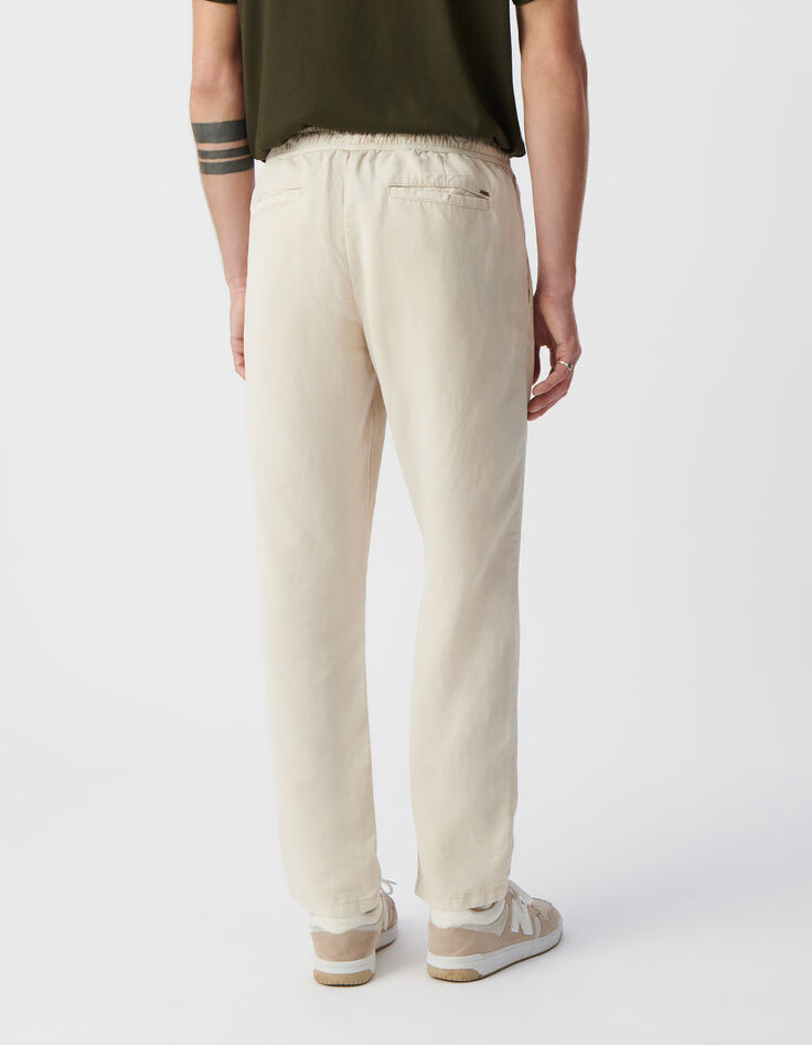 Men’s beige Lyocell® and linen joggers-3