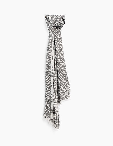 Women’s Tencel zebra print fringed scarf - IKKS