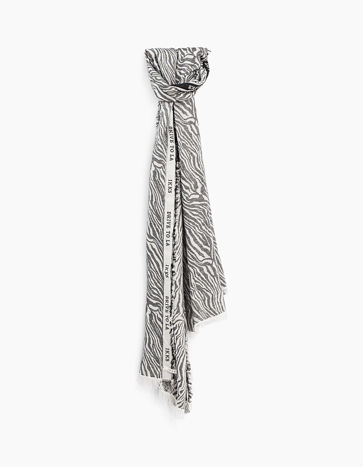 Women’s Tencel zebra print fringed scarf-1 Women’s Tencel zebra print fringed scarf-1