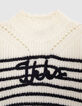 Pull marinière écru tricot brodé IKKS fille-3
