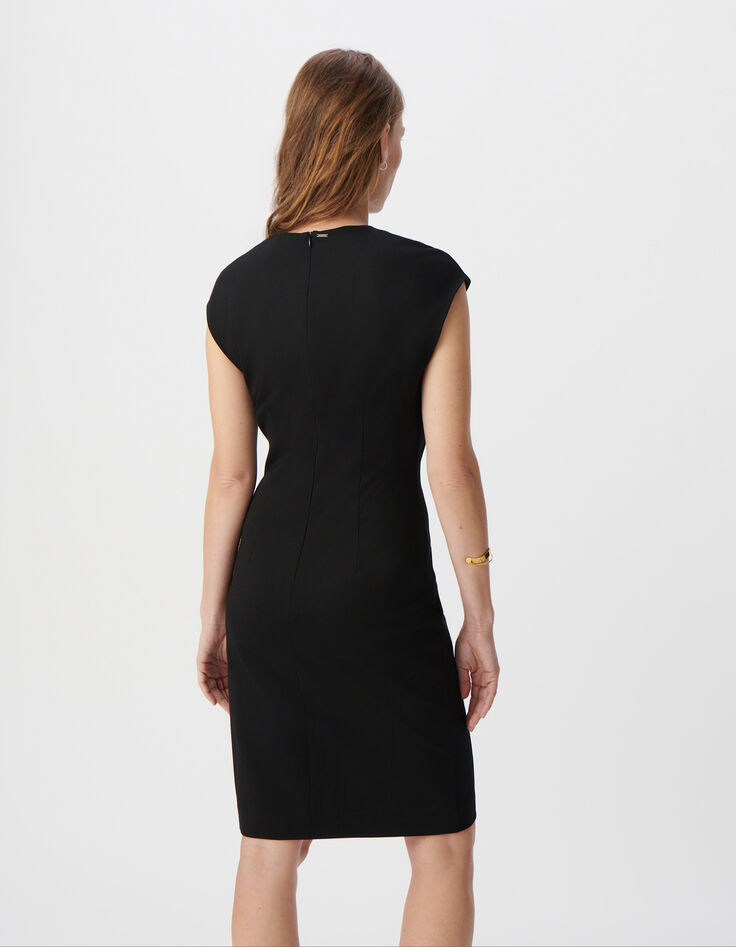 Robe noire fendue maille Milano Femme-3