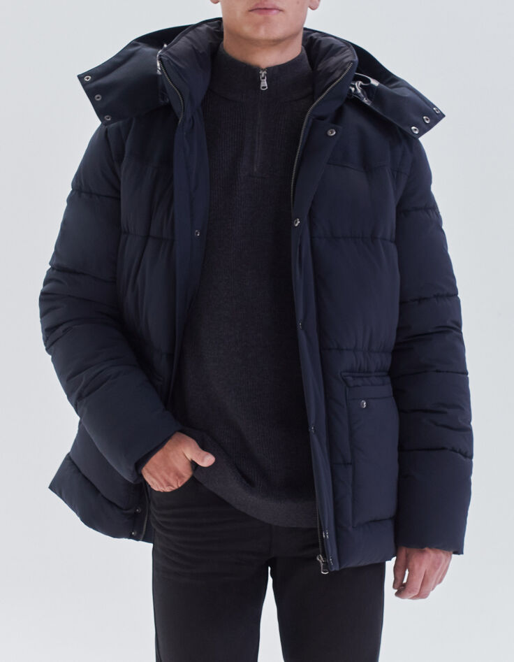 Pufferjas dark navy afneembare kap en mouwen Heren-1