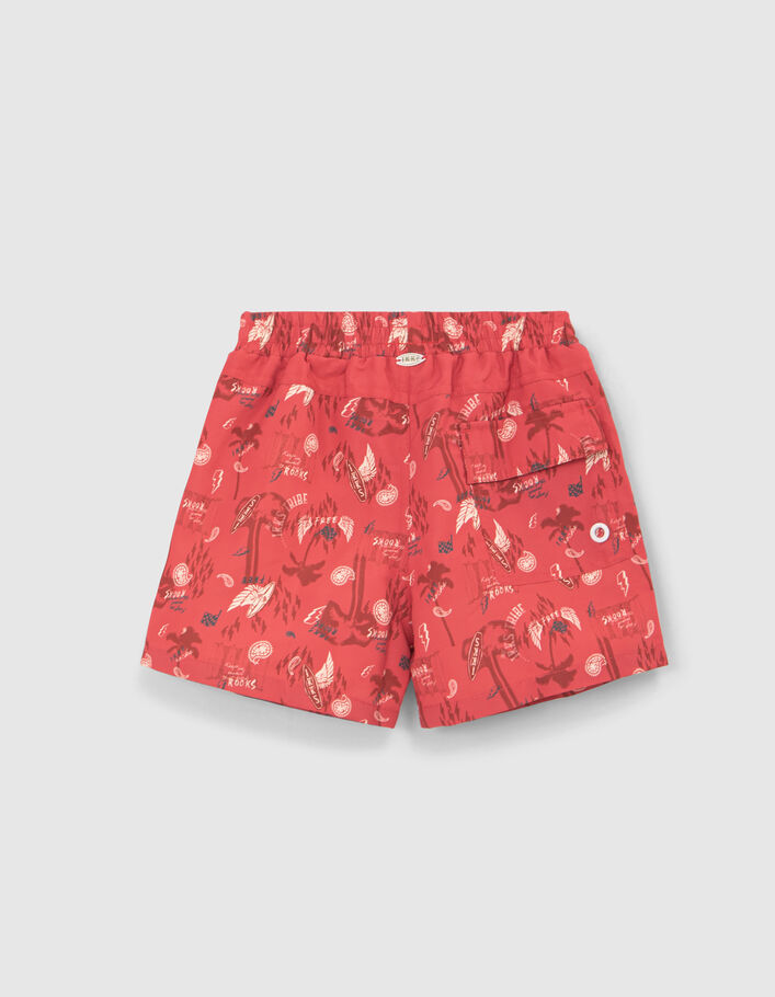Boys’ red surf-rock print swim shorts - IKKS
