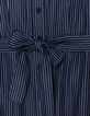 Robe chemise marine fines rayures blanches Femme-5