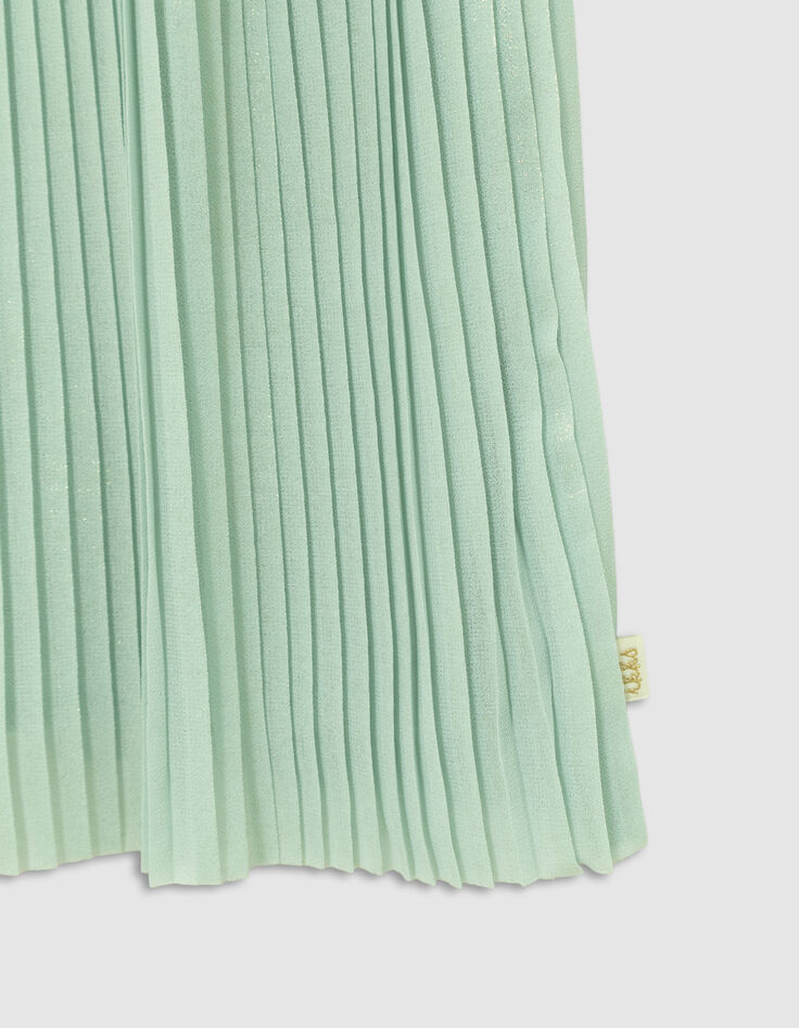 Water green iridescent pleated dress for girl-4