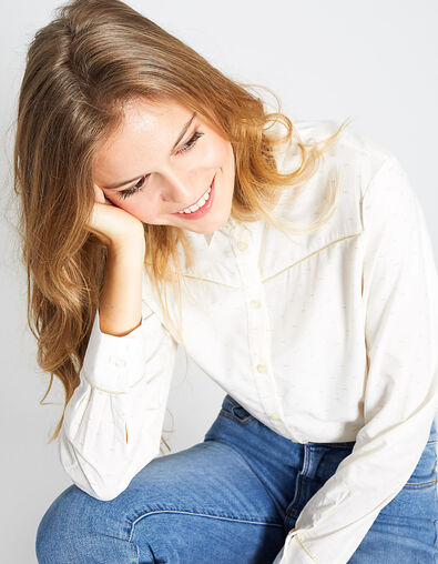 Chemise blanc cassé à jacquard doré I.Code