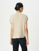 Pull beige tricot fin lurex décor chaînettes Femme-3