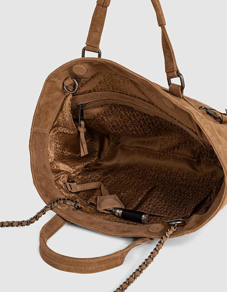 Sac cabas LE 1440 MEDIUM SABLE en cuir de chèvre velours femme-4