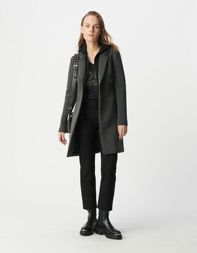 Women’s neoprene mid-length coat with removable hood - IKKS
