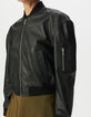 Schwarze Oversize-Damenbomberjacke aus Leder-4