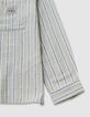 Boy's green striped pattern shirt-4