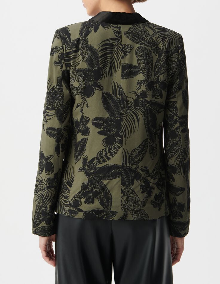 Chaqueta de traje de selva maxi LENZING&trade; ECOVERO&trade; de color caqui para mujer.-3